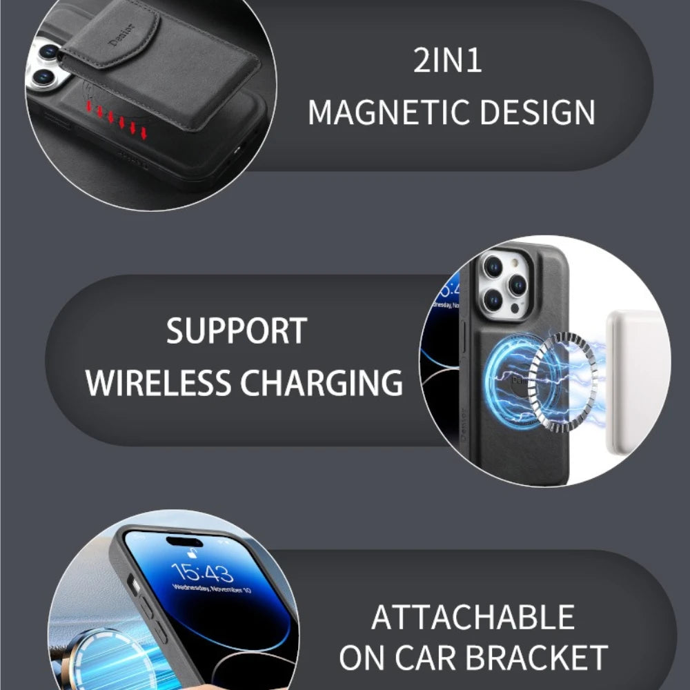 Detachable Magnetic Card Slot Wallet Case