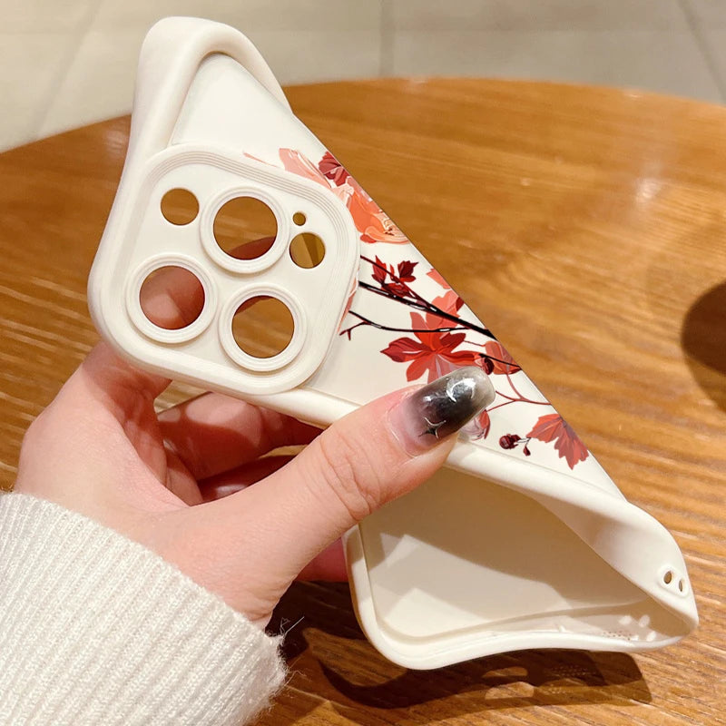 Red Flowers Print Silicone iPhone Case (11-17 Pro Max)