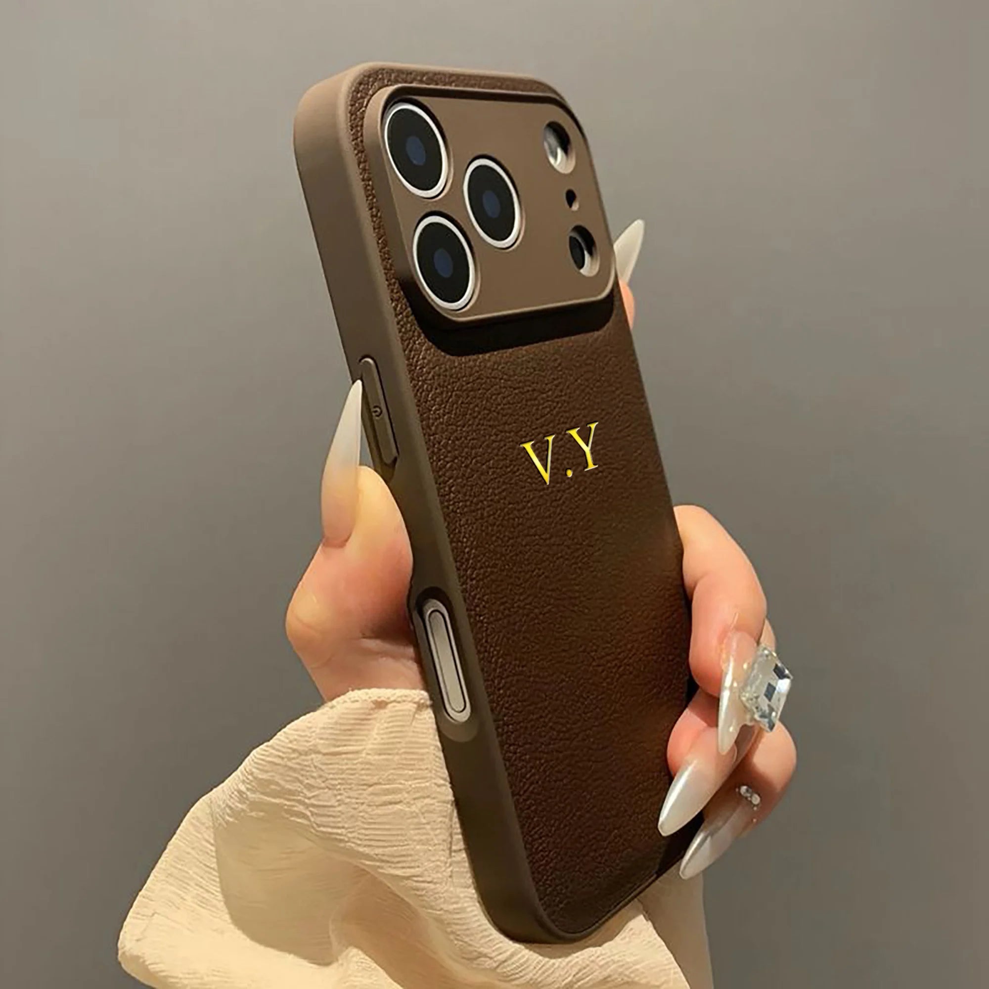 Monogram Luxe Custom Initials PU Leather Phone Case