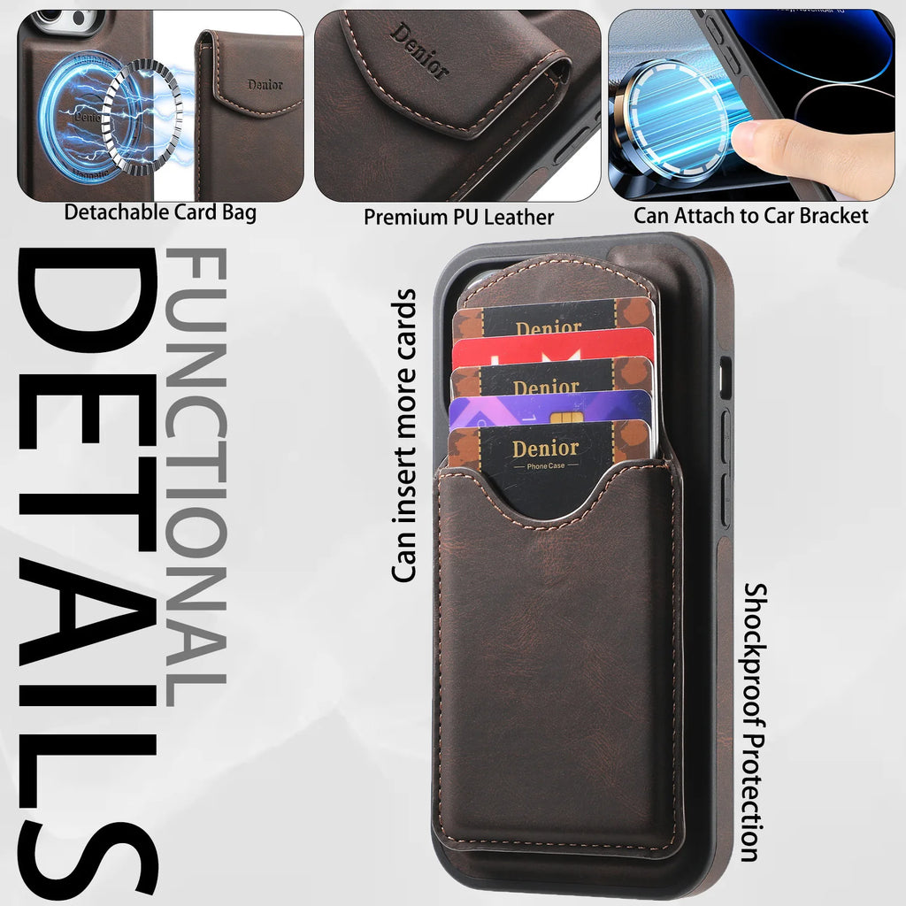 Detachable Magnetic Card Slot Wallet Case
