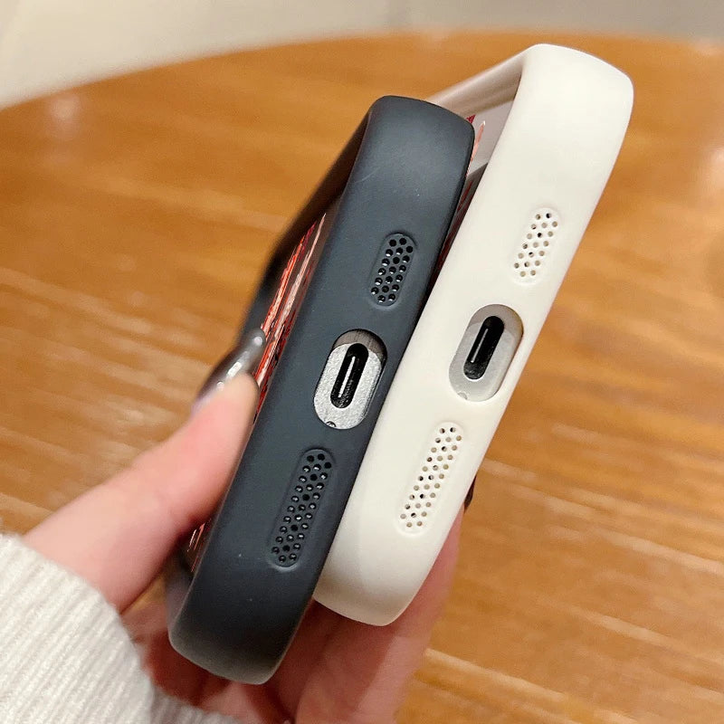 Red Flowers Print Silicone iPhone Case (11-17 Pro Max)