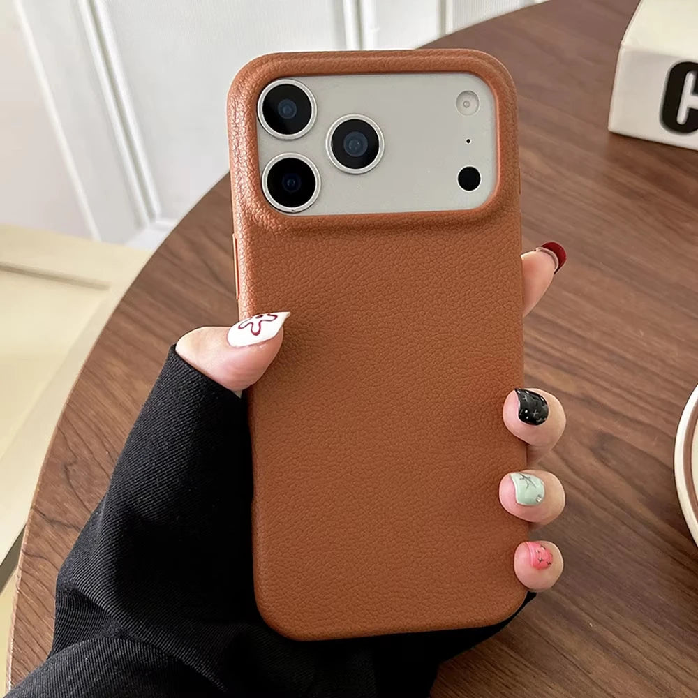 LuxeGuard Leather-Texture TPU Phone Case