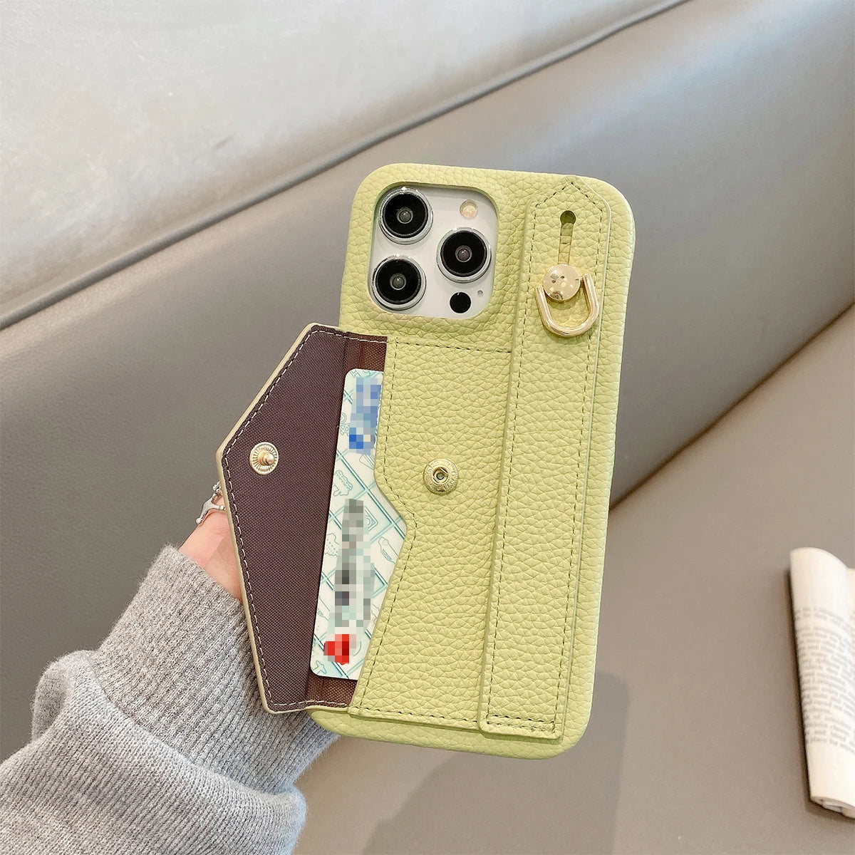 Luxury Wrist Strap Card Holder Case