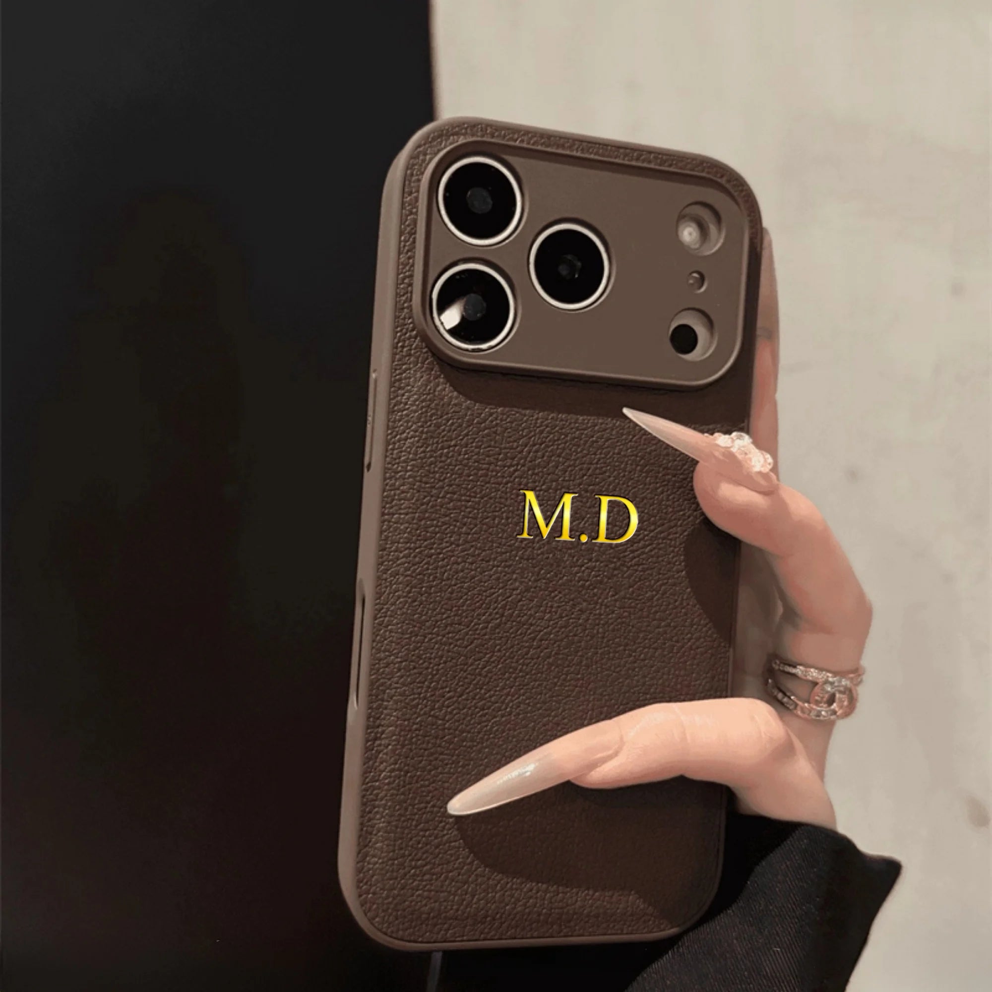 Monogram Luxe Custom Initials PU Leather Phone Case