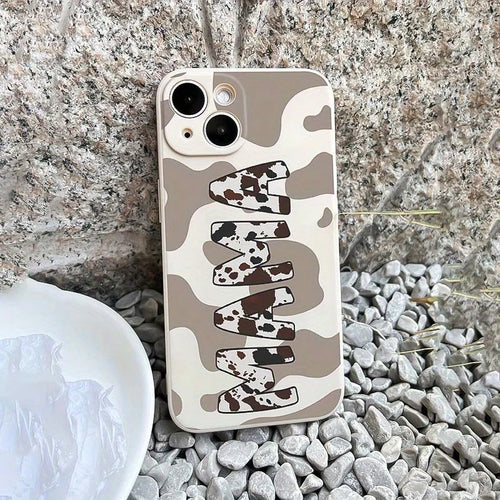 Antique Cow Print "MAMA" iPhone Case (11-17 Pro Max)