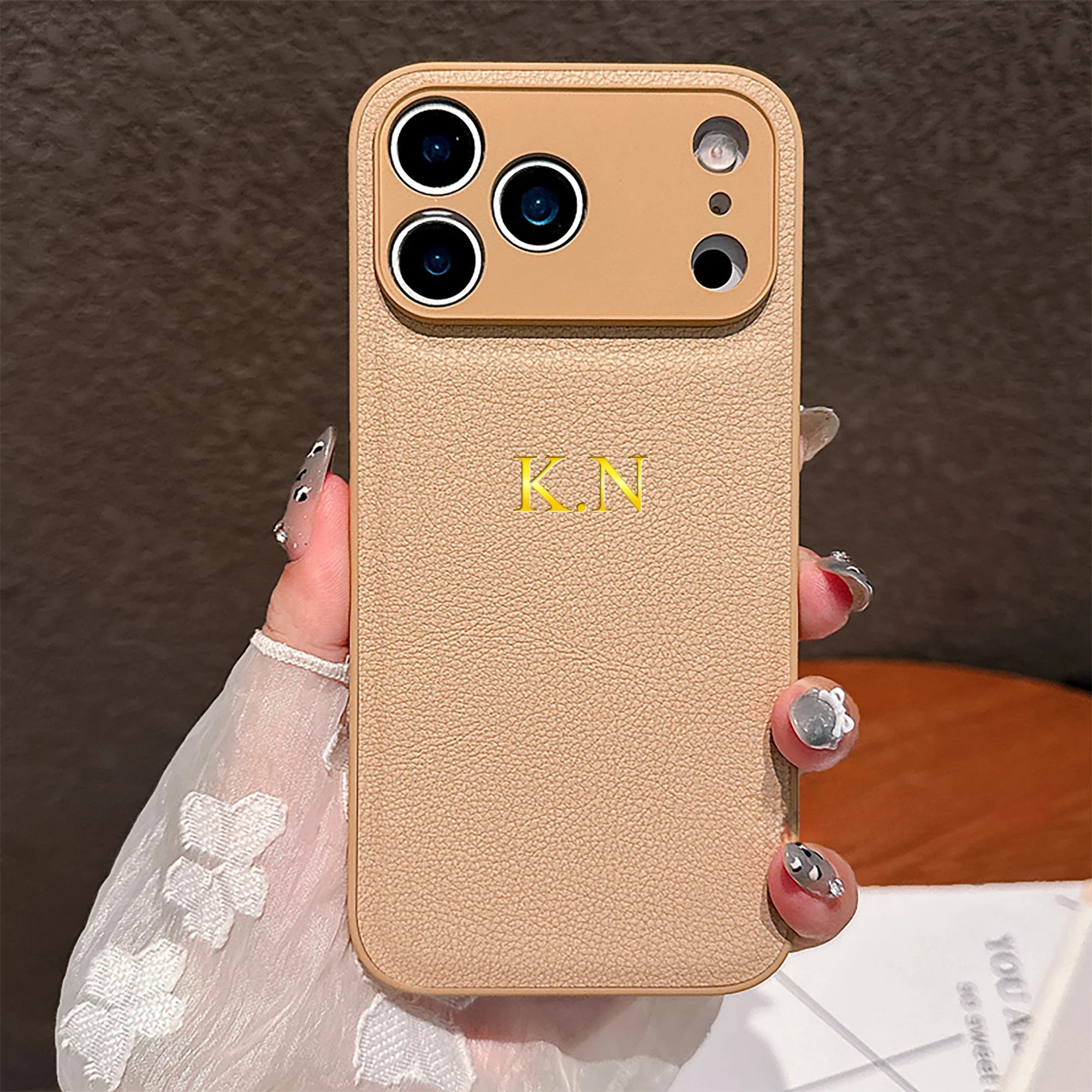 Monogram Luxe Custom Initials PU Leather Phone Case