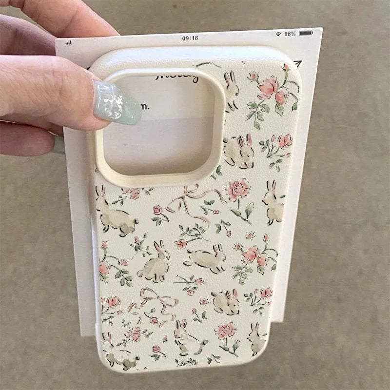 Pink Butterfly Bunny Floral TPU Case (12-16 Pro Max)