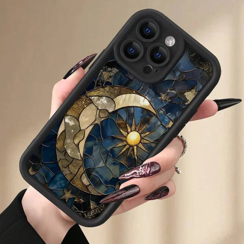 Aesthetic Sun & Moon Glass Print iPhone Case (7-16 Pro Max)