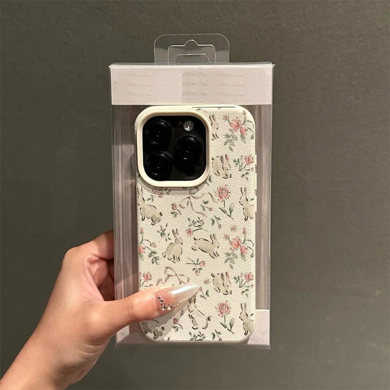 Pink Butterfly Bunny Floral TPU Case (12-16 Pro Max)