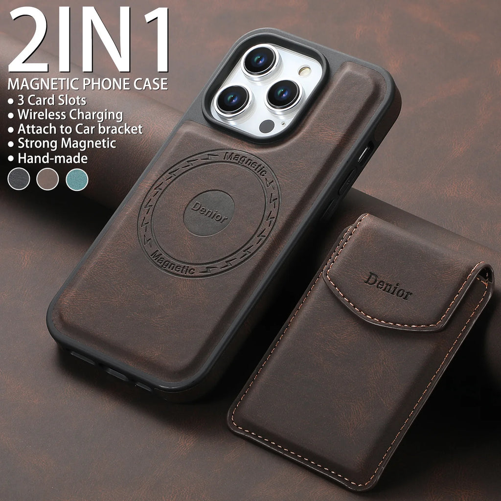 Detachable Magnetic Card Slot Wallet Case