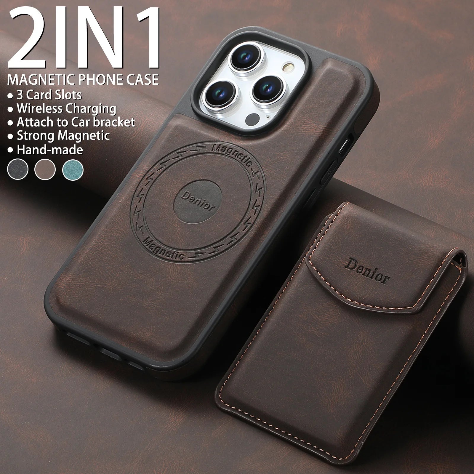 Detachable Magnetic Card Slot Wallet Case