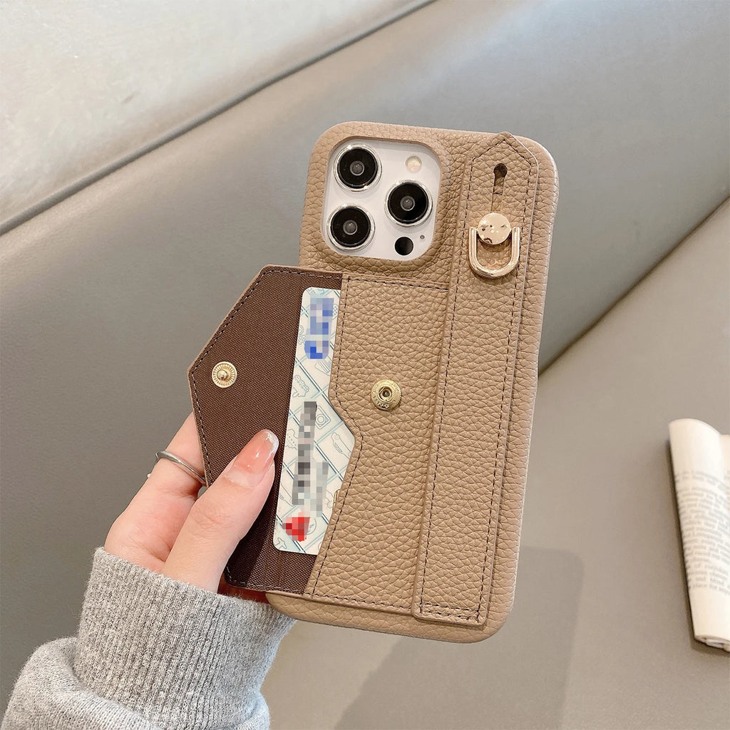 Wrist Strap Leather Case with Card Holder