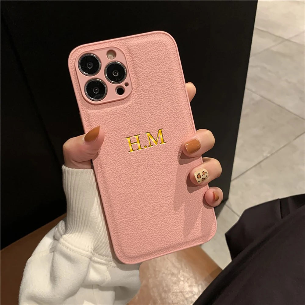 Monogram Luxe Custom Initials PU Leather Phone Case