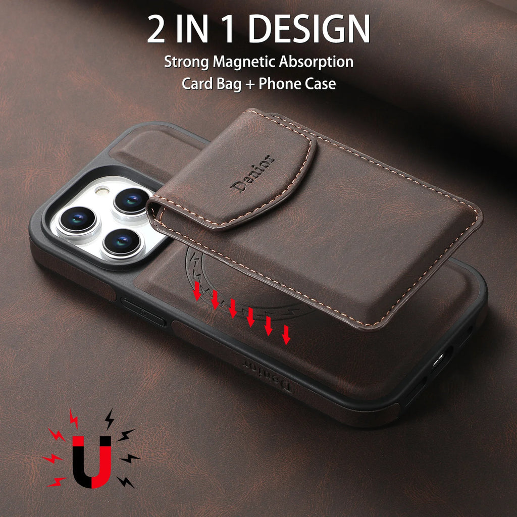 Detachable Magnetic Card Slot Wallet Case