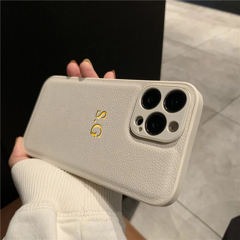 Monogram Luxe Custom Initials PU Leather Phone Case