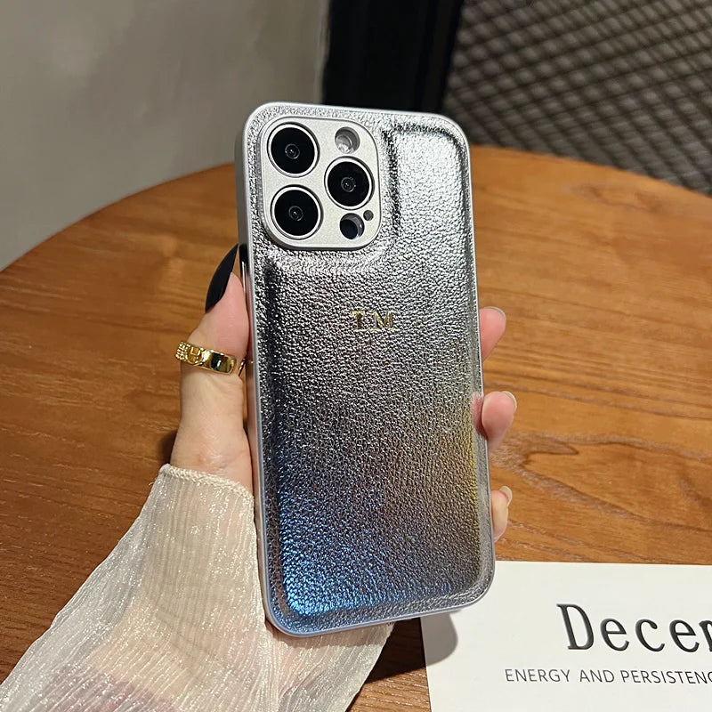 Custom Initials Gold Name Leather Case