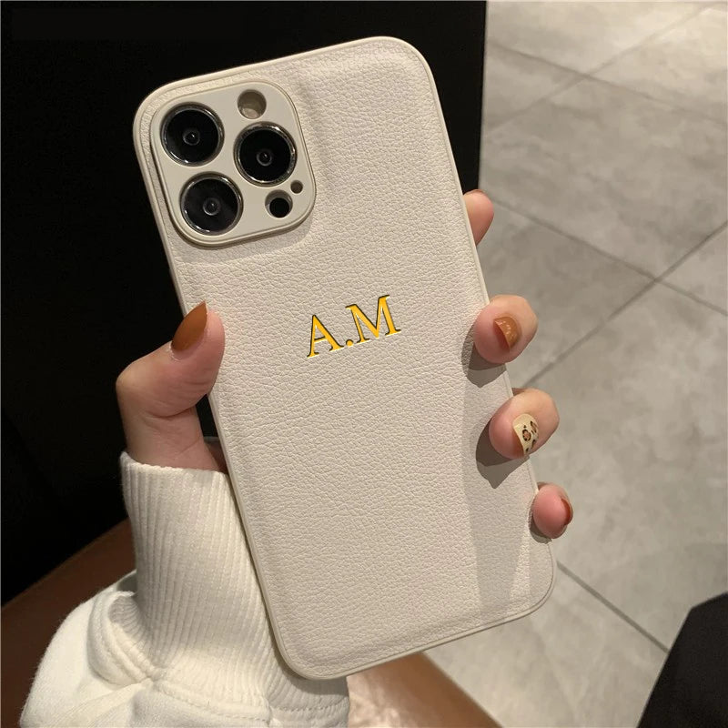 Monogram Luxe Custom Initials PU Leather Phone Case