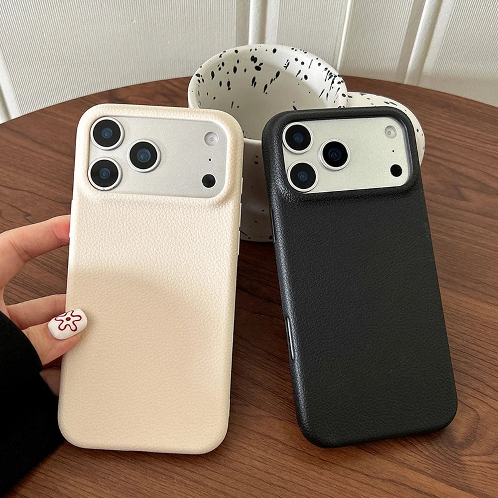 LuxeGuard Leather-Texture TPU Phone Case