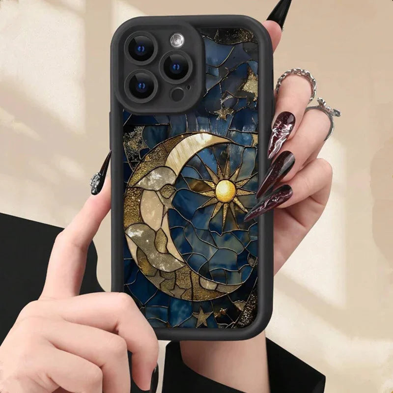 Aesthetic Sun & Moon Glass Print iPhone Case (7-16 Pro Max)